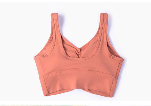 Title 10, Nude Folds Gather Sports Belt Yoga Bra with Che...