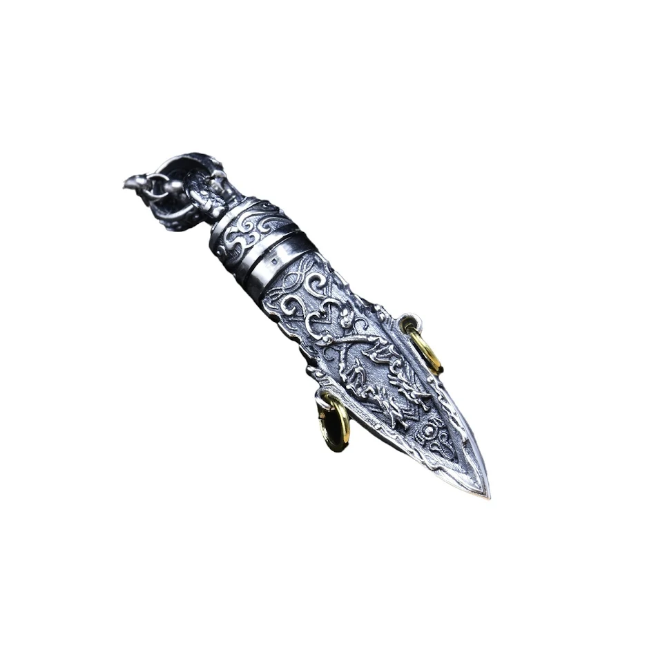 Pendentif Vajra en Argent Sterling 925 Symbole Bouddhiste de Protection et Sagesse Bijou Spirituel pour Méditation et Paix Intérieure