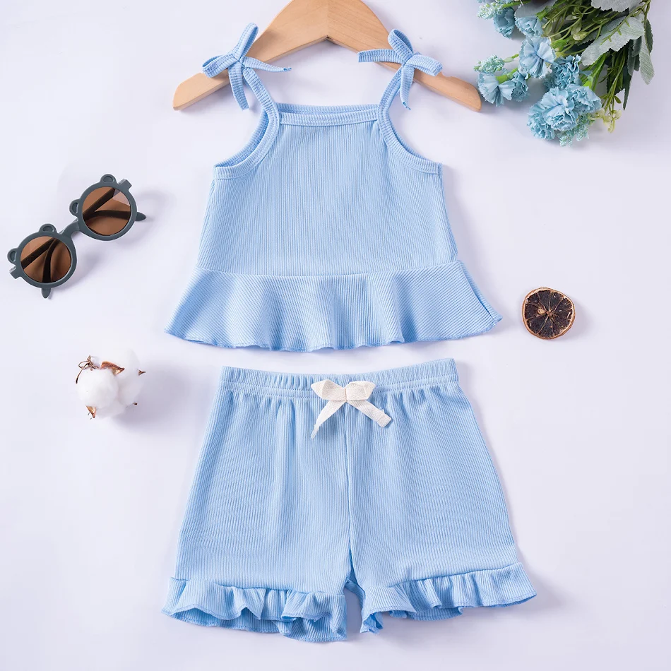 Tutina Sling per Neonata Tinta Unita Shorts Abbigliamento Casual Perfetta per l'Estate Comoda e Fresca Ideale per il Gioco