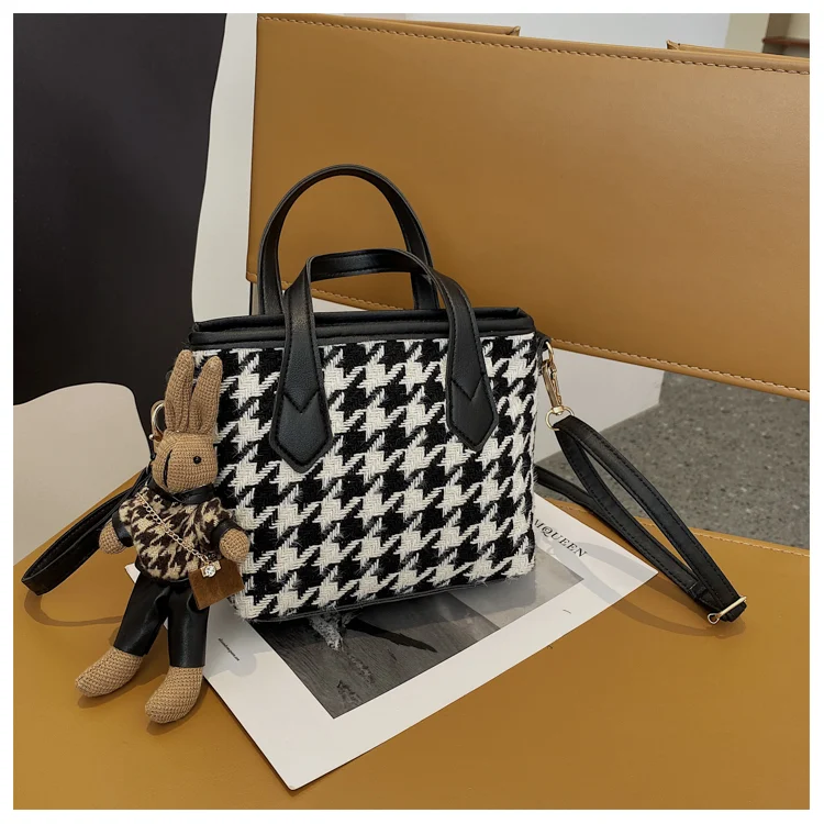 Title 3, Draagbare Houndstooth schoudertas met dambordpa...