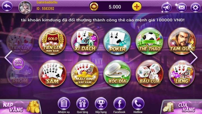 Kho game bài đổi thưởng đa dạng, phong phú tại king88