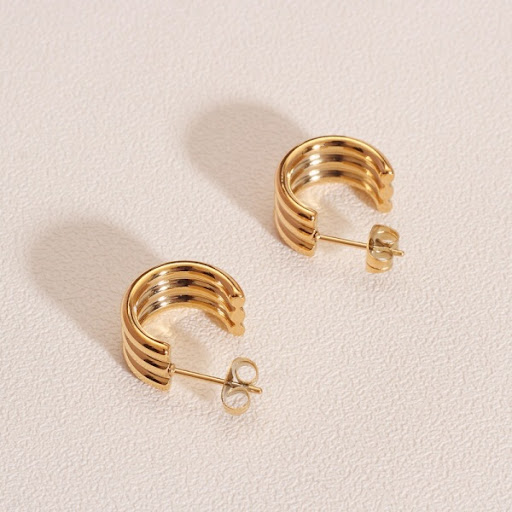 Title 3, Temperament Titanium Steel Gilded Three Ring La...