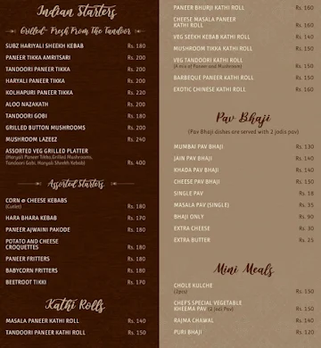 The Indian Aroma menu 