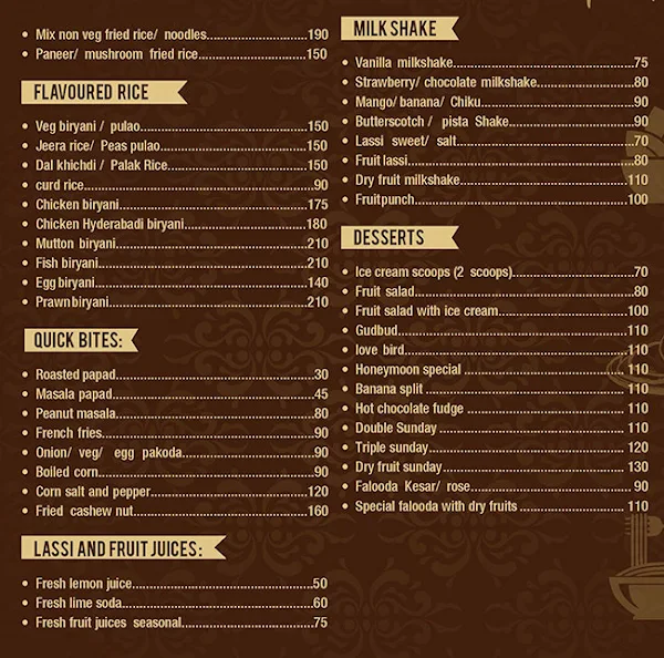 The Nesara Grand menu 