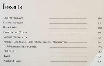 Hotel Kandhasamy menu 