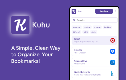 Kuhu - A Simple & Organized Bookmarks Manager small promo image