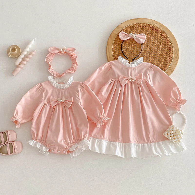 Driehoekige Jumpsuit Meisjes Prinsessenstijl Jurk Zussen Outfit Comfortabel en Ideaal voor Spel en Feest