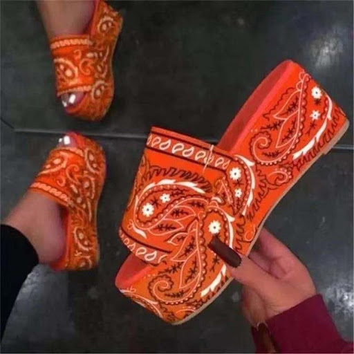 Title 5, Womens Printed Cashew Thick-soled Open-toe Out...
