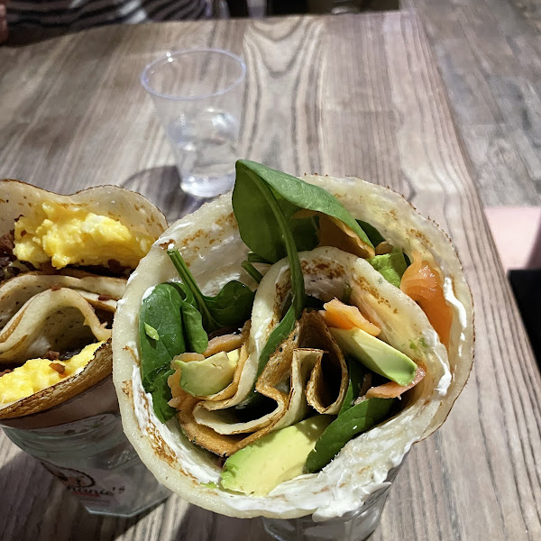 Salmon avocado crepe