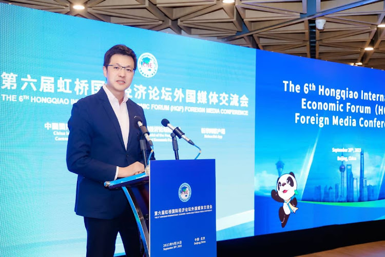 Song Shangzhe of China International Import Expo Bureau speaks to journalists during a meeting in Beijing, Thursday, September 28, 2023.