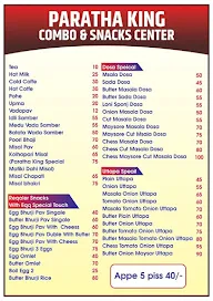 Paratha King Combo & Snacks Centre menu 2