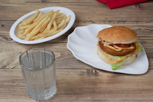 Crispy Chicken Burger With Fries