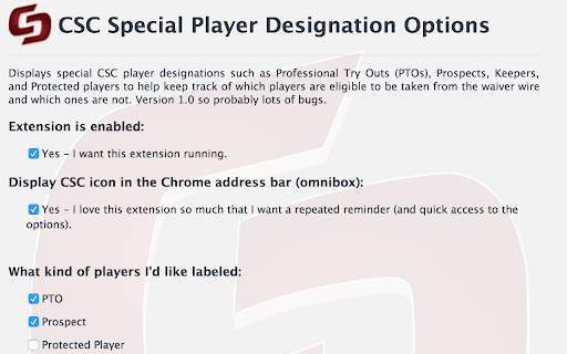 CSC Special Player Designation