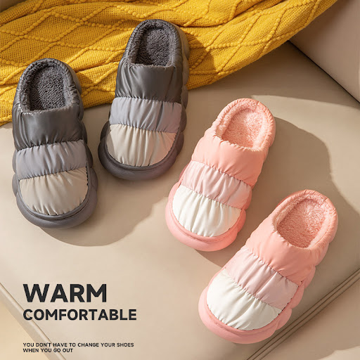 Title 2, Gradient Slippers Plush Winter Shoes Women Hous...