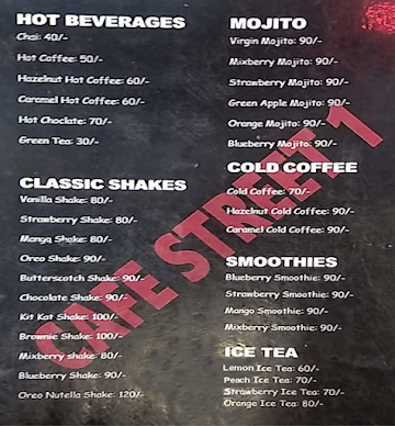 Cafe Street 1 menu 