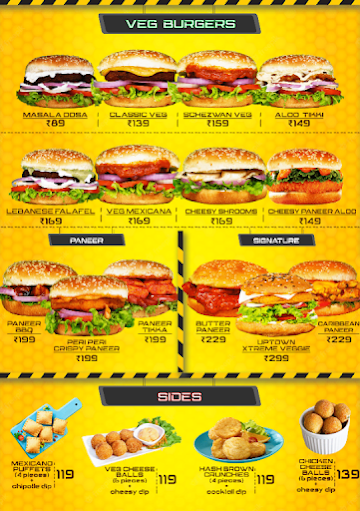 Uptown Burger menu 