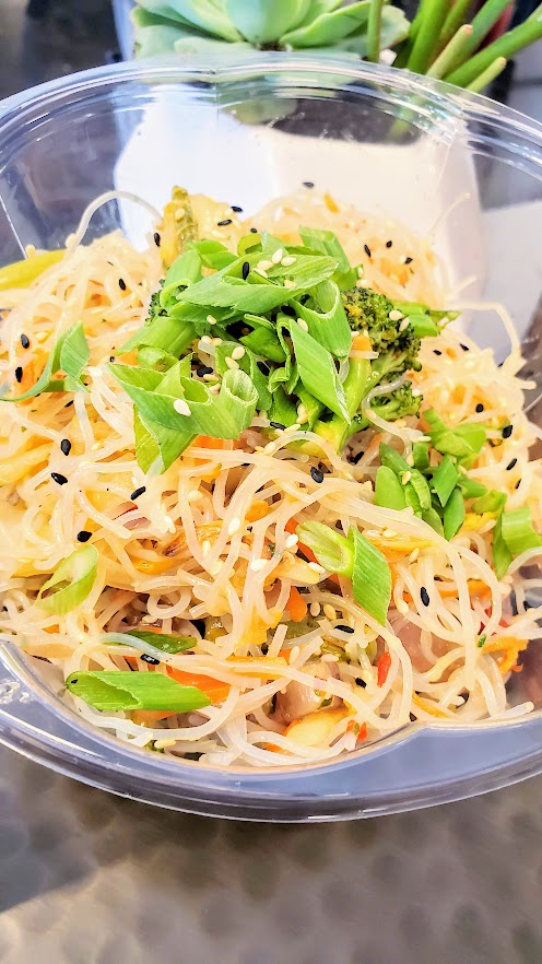 At the Spring Wood Rice and Noodle Bar Section 99 also on the main concourse, you can order a Vietnamese Noodle Salad with glass noodles, edamame, green onion, cabbage, cilantro, and sesame dressing spotted at the New Providence Park After Renovation