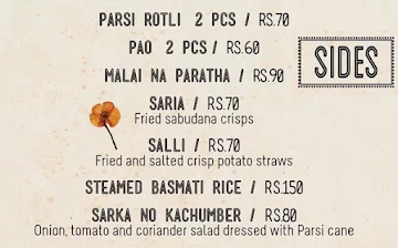 Rustom's Parsi Bhonu menu 