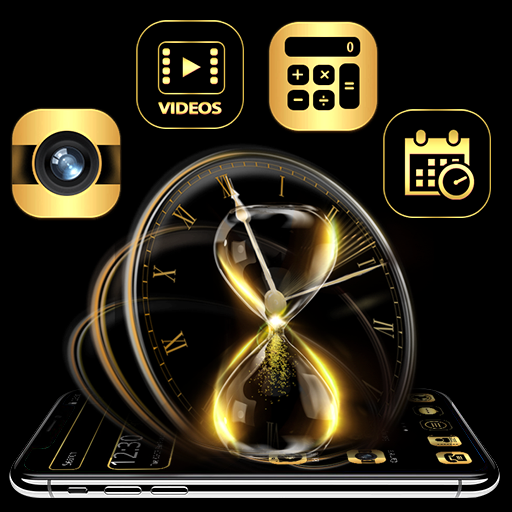 Golden Brown Black Clock Launcher Theme ?
