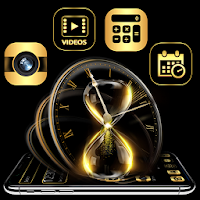 Golden Brown Black Clock Launcher Theme 