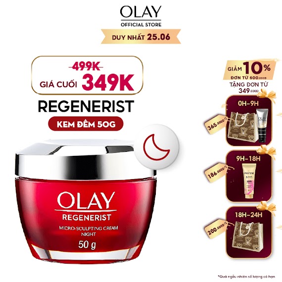 Kem Dưỡng Ẩm Ban Đêm Căng Mướt, Sáng Khỏe & Ngừa Lão Hóa Olay Regenerist 50G