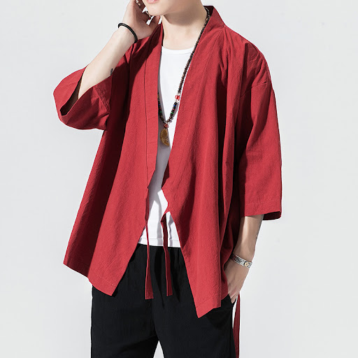 Title 2, Retro Hanfu Cardigan Robe with Three-Quarter Sl...
