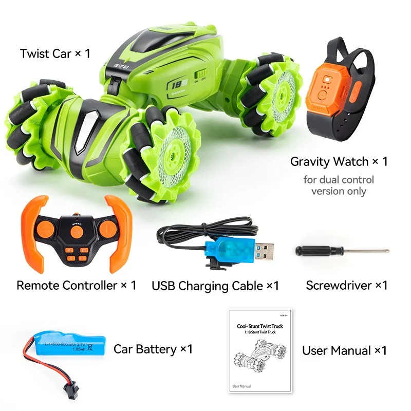 Coche teledirigido todoterreno para niños con inducción gestual y luces, escalada. ¡Diversión garantizada con control remoto!