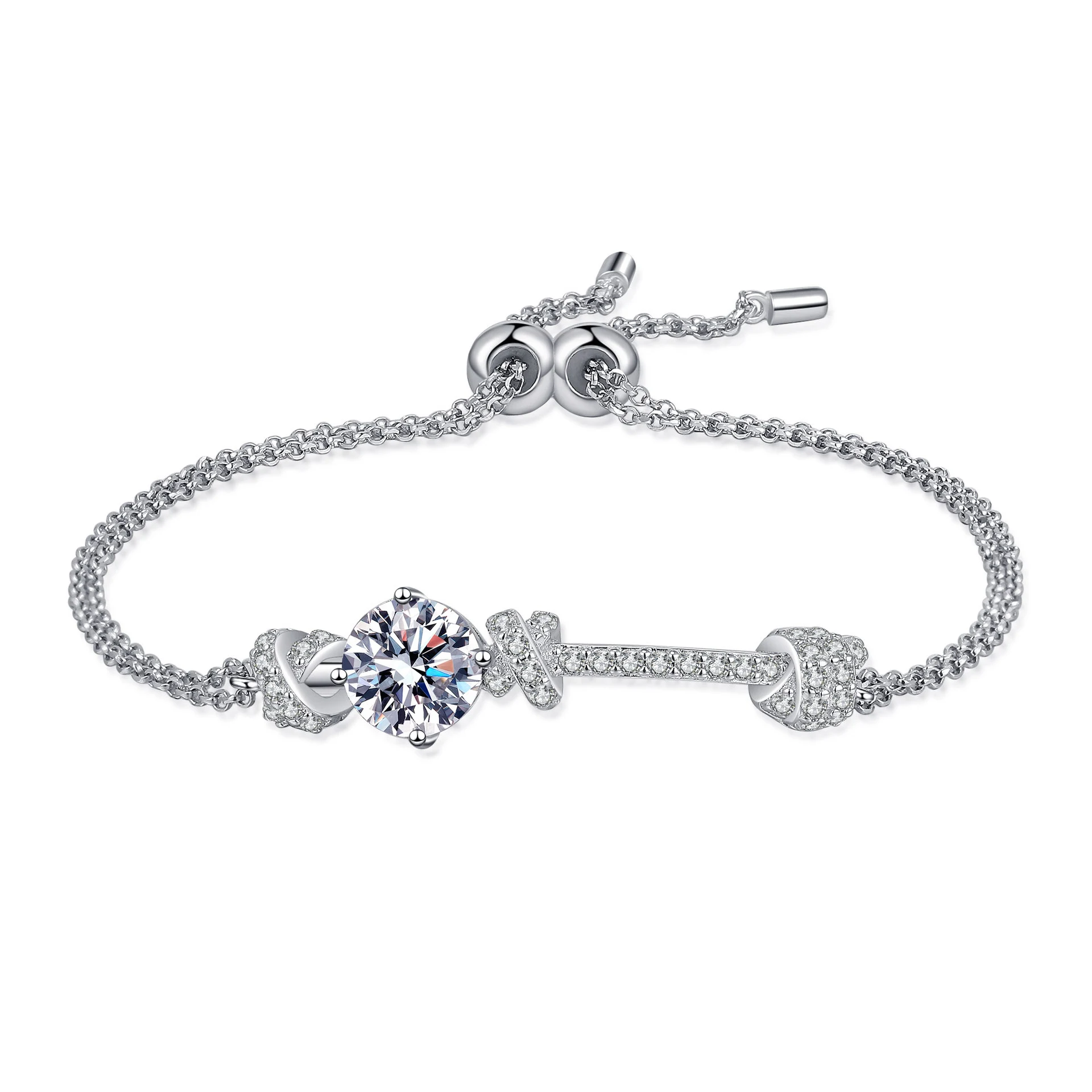 Title 5, Pulsera Push de Doble Cadena de Plata de Ley pa...