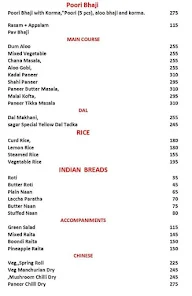 Sagar Ratna menu 2