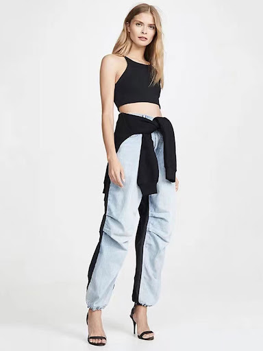 Title 1, Personality Stitching Casual Jeans Elastic Over...