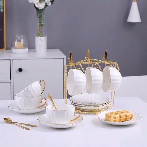 Title 4, Gold Painted Living Room Coffee Cup and Tea Cup...