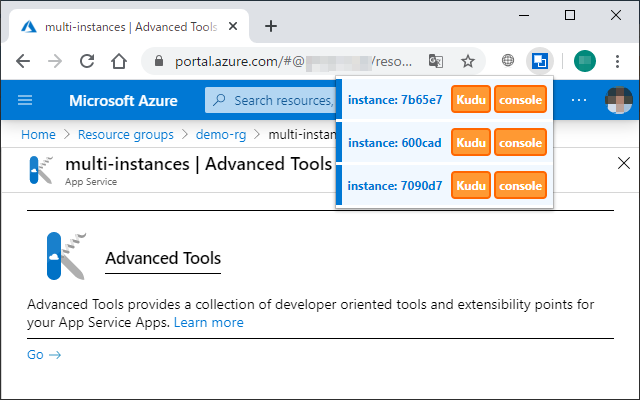 Instance selector for Azure App Service Kudu Preview image 1