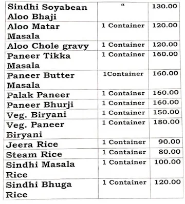 Sindhi Jhulelal Foods menu 