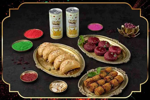 Holi Celebration Combo Royal Dry Fruit Gujiya And Thandai With 2 Veg Kebabs