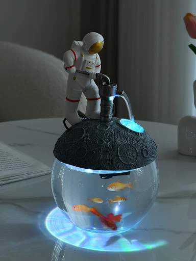 Creative Lunar Astronaut Circulation Water Fountain Fish Tank Home Decoration Living Room Gift Office Desktop Small Deco