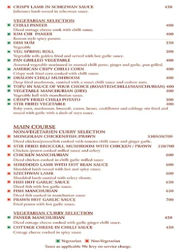 The Terrace Grill - Hotel Park Prime menu 