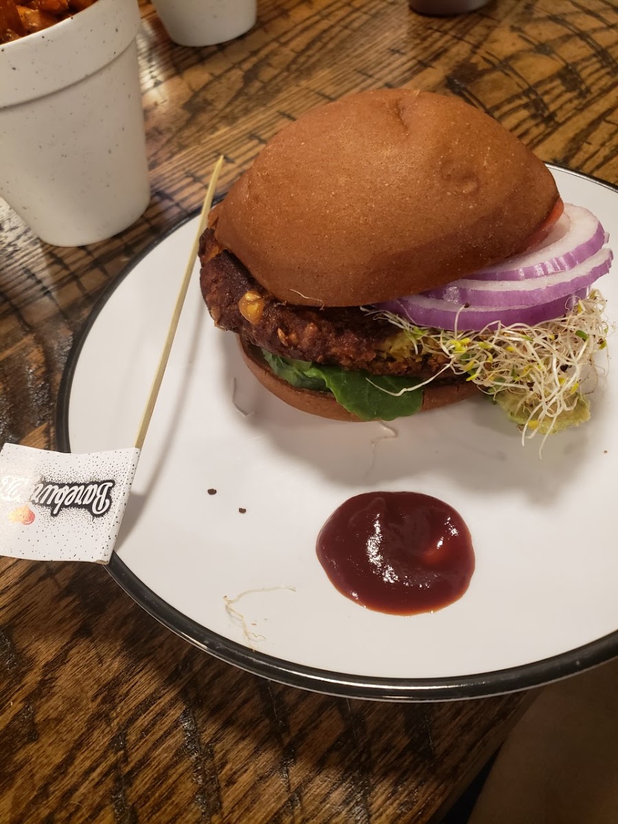 Sweet potato burger on GF bun