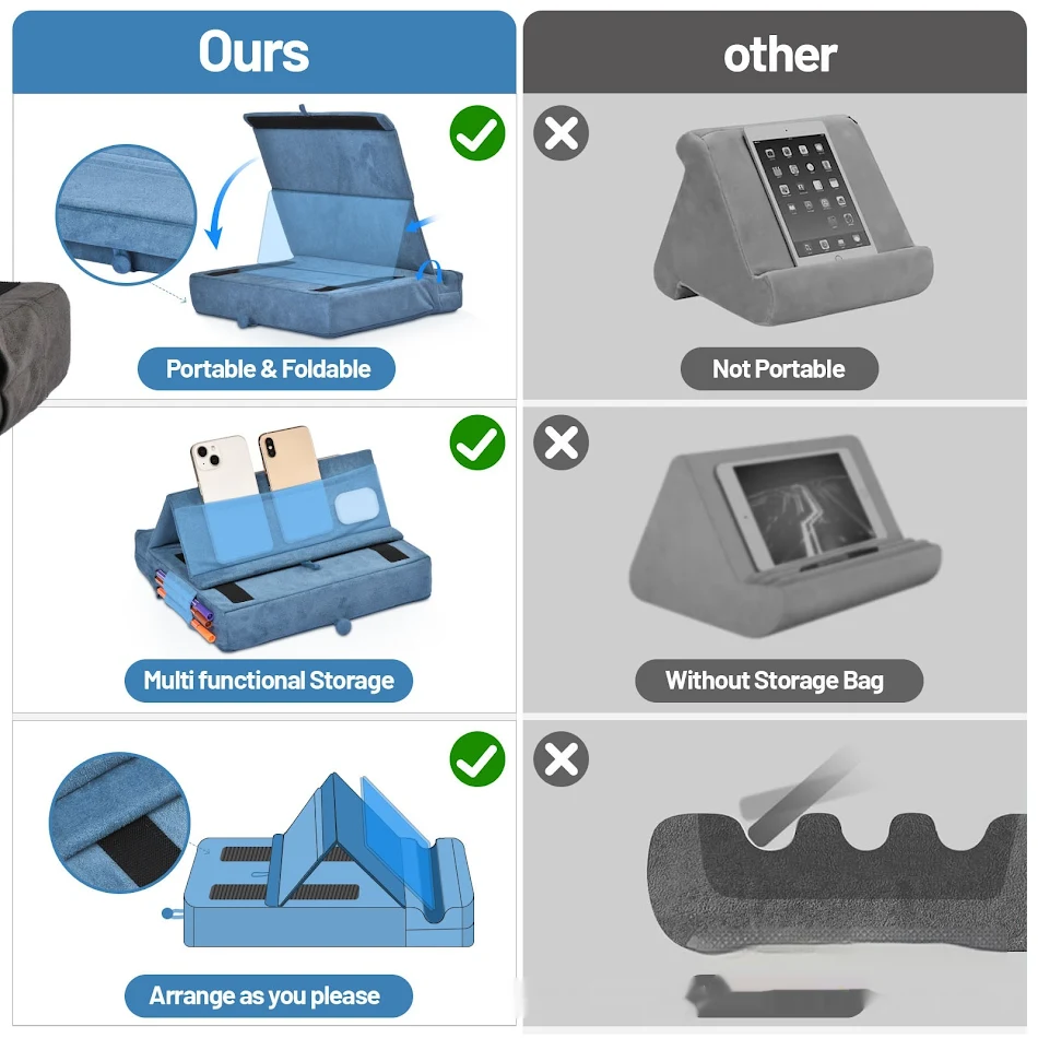 Tablet PC Lesekissen Dreieckiger Notebook Ständer Stützrahmen Ergonomisch Bequem Vielseitig Verstellbar Für Bett Sofa Schreibtisch