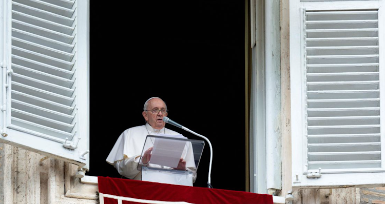 Pope Francis speaks during Regina Caeli prayer, in Saint Peter's Square at the Vatican, May 1, 2022.