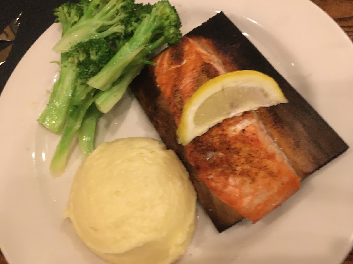 Salmon; mashed potatoes; broccolini 6/21