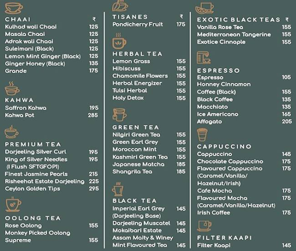 Raghu Chai Centre menu 