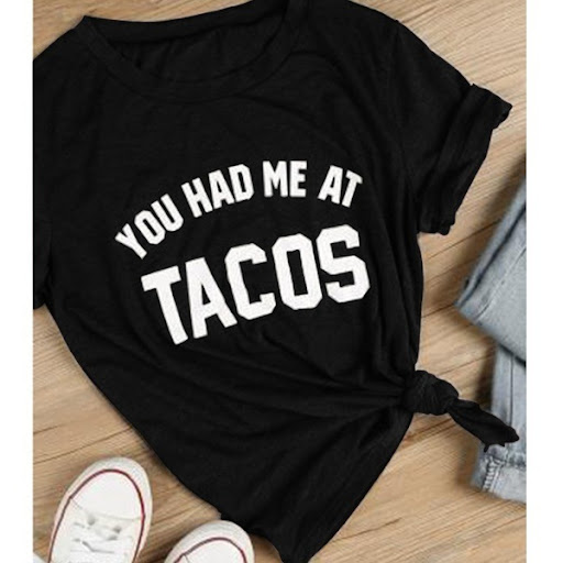 Title 6, Casual loose tacos letter print T-shirt top