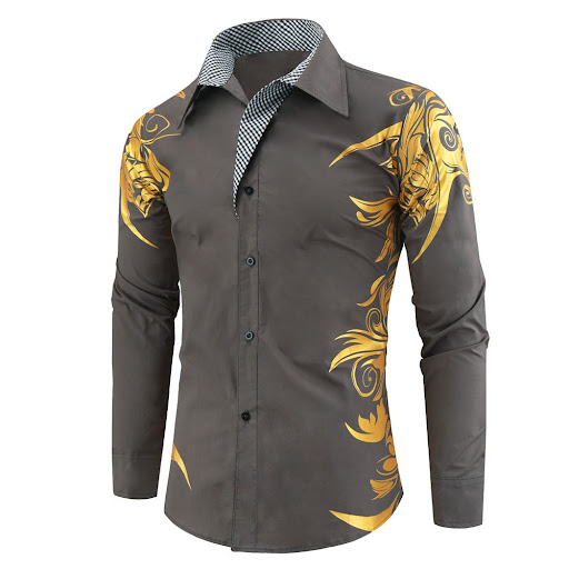 Title 2, Fashion bronzing printed shirt