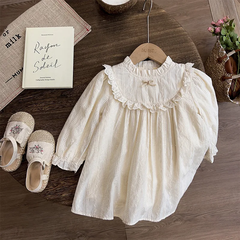 Vestido de princesa con encaje para bebé niñas Vestido de fiesta con corte de encaje elegante y adorable para ocasiones especiales.