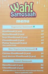 Wah! Samosaah menu 1