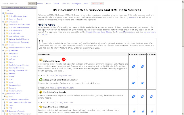 USGovXML Site chrome extension