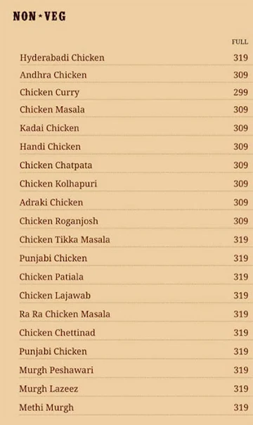 Shrinidhi's Hyderabadi Spice menu 