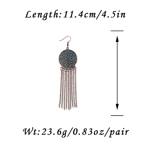 Title 1, Chinese Retro Ethnic Style Alloy Long Fringe Ea...