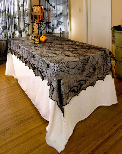 Title 5, Halloween Bat Tablecloth Lace Spider Web. Dress...
