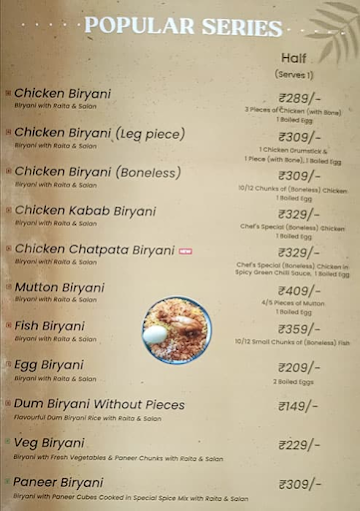 Mani's Dum Biryani menu 